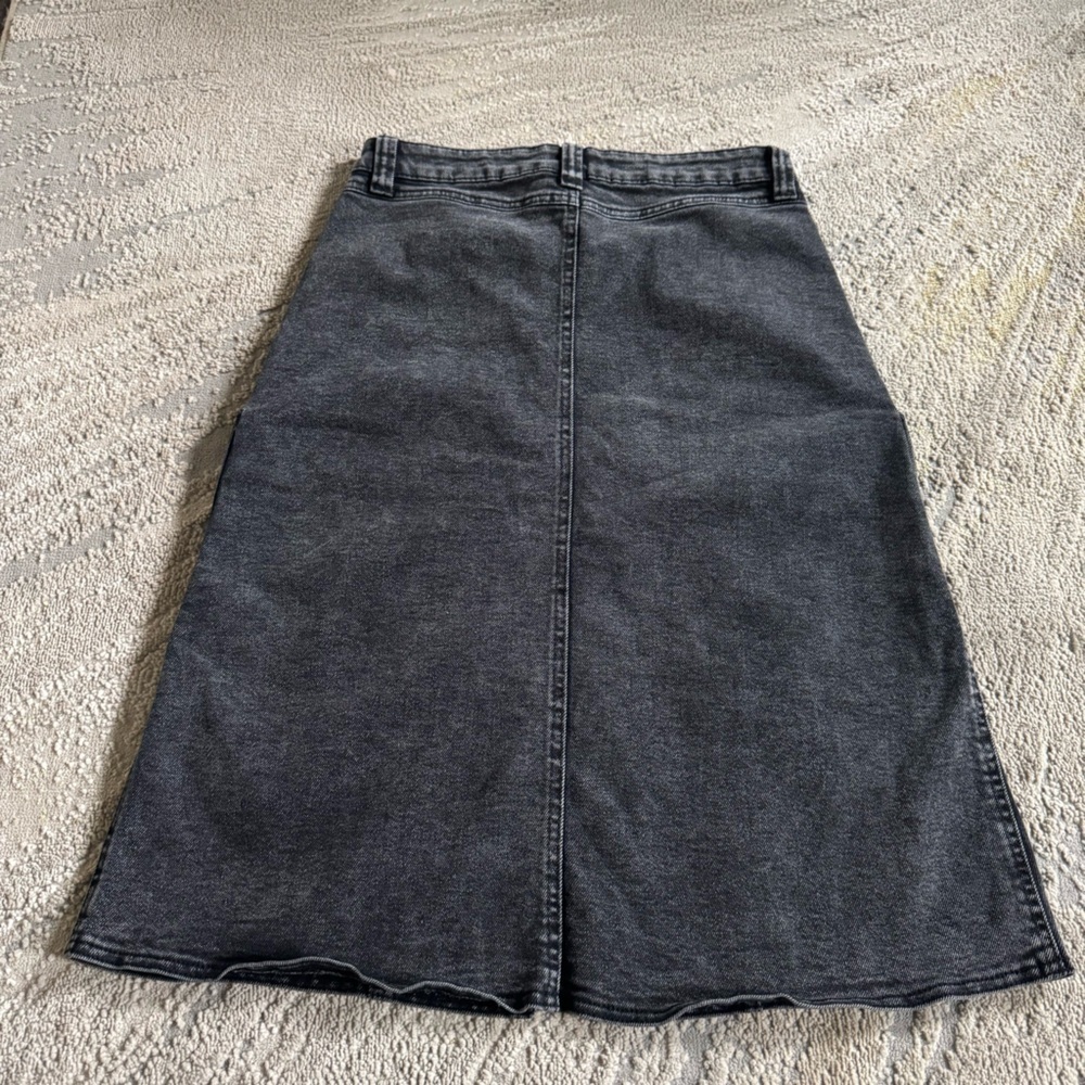 Sincerely Jules denim midi skirt jean Utility cargo pockets Washed Black slit 29 - Picture 4 of 7